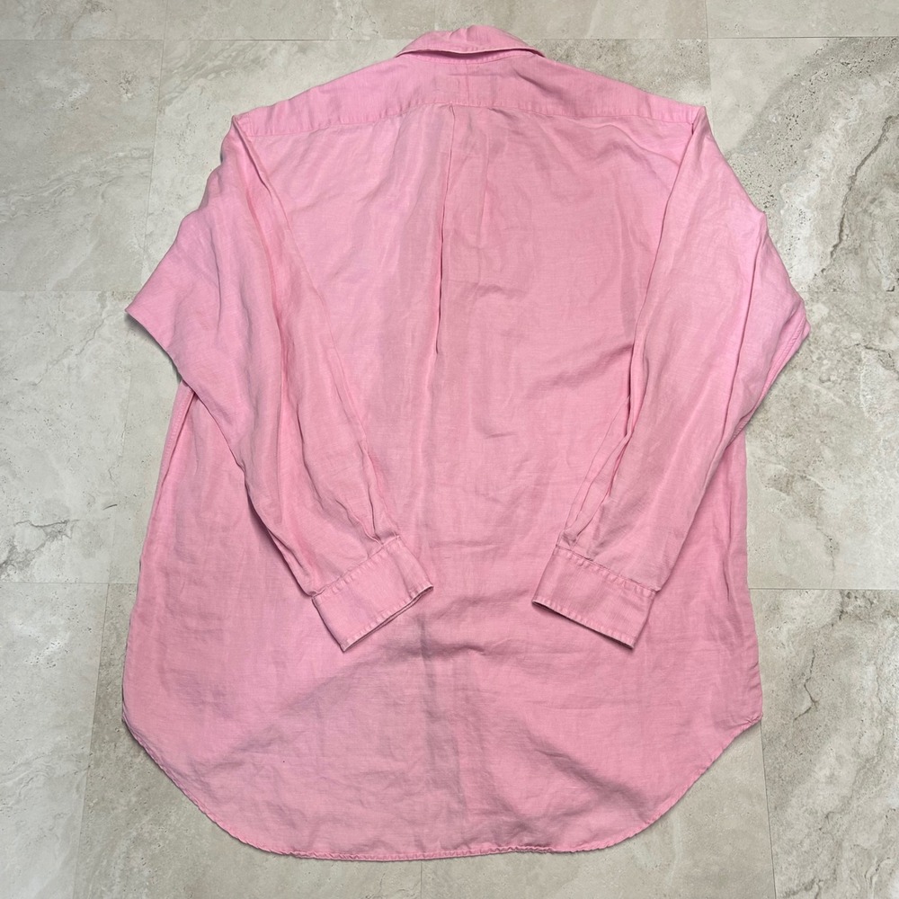 Ralph Lauren Blake Shirt Pink Mens Medium Silk Linen Blend Button Down Pony Logo - Picture 6 of 9